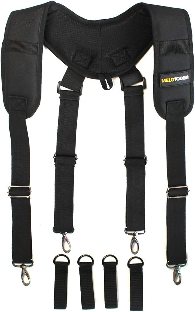 MELOTOUGH Construction Work Belt Padded Suspender Tool Belt Suspenders for Electrican Heavy Duty Big and Tall