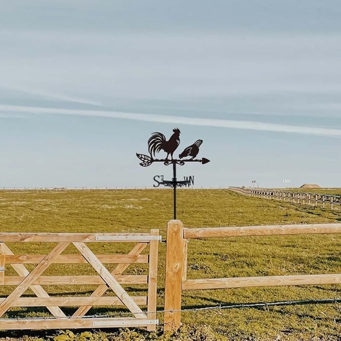 SUPERDANT Rooster Weathervanes Animal Metal Weathervane Black Weather Vanes for Yard Garden Art Decor for Roof Indicators Metal Rooster Wind Vanes Outdoor Farm Barn Sheds Garden Patio Decoration