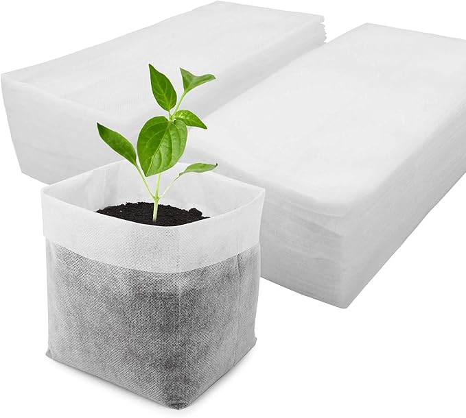 Seedling Nursery Bags, 100pcs 9.8 x 9.8 in Non Woven Fabric Nursery Grow Pouch, Thickened Plant Grow Bags for High Seedling Survival Rate
