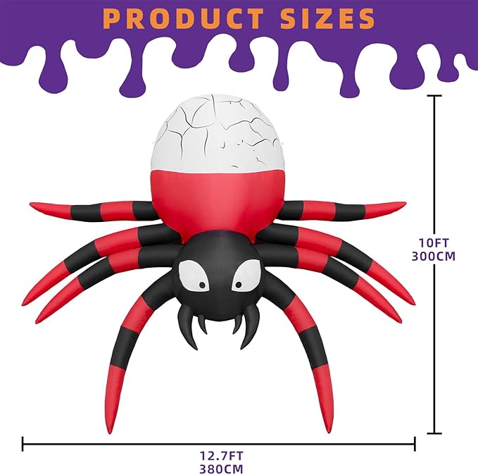 12FT Halloween Inflatable Scary Spider Decorations Outdoor,Halloween Blow Up Yard Decorations Built-in Rotating LED Lights,Party Decorations,Haunted House Decor,for Garden,Lawn.