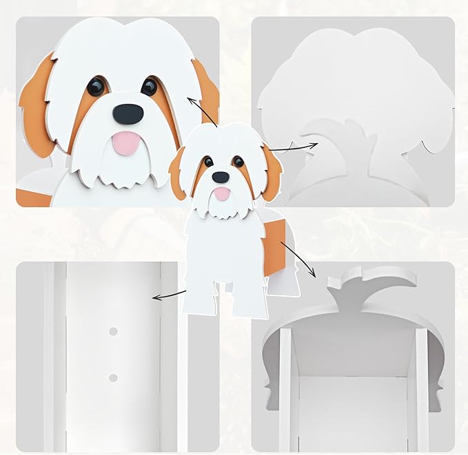 Shih Tzu Dog Planter, Cute Animal Shape Flower Planters, Plant Pots for Indoor/Outdoor Garden Decor, Unique Gifts/Souvenirs for Pet Lovers (Brown)