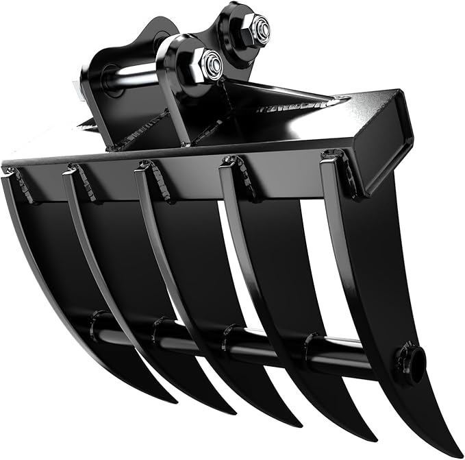 Mini Excavator Attachment Rake, Metal Wide Backhoe Rake Fit for 0.8T-1.5T Mini Excavators - Upgraded High-Thickness Steel‌ - Replace Hydraulic Tilt Excavator Attachment