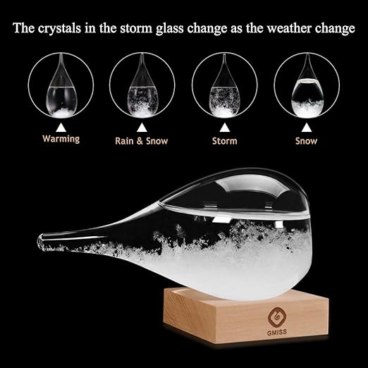Storm Glass Weather Predictor,Christmas Snow Globe Storm Glass Barometer Weather Predictor, Home and Office Decorative Glass Bottles, Christmas Unique Gifts for Her