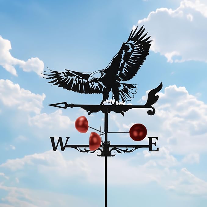 Weathervane Roof Mount, Rust-Resistant & Durable Metal Wind Direction Indicators, Decor Weather Vane for Yard, Outside, Garden, Shed, Farmhouse & Chicken Coop (Eagle)