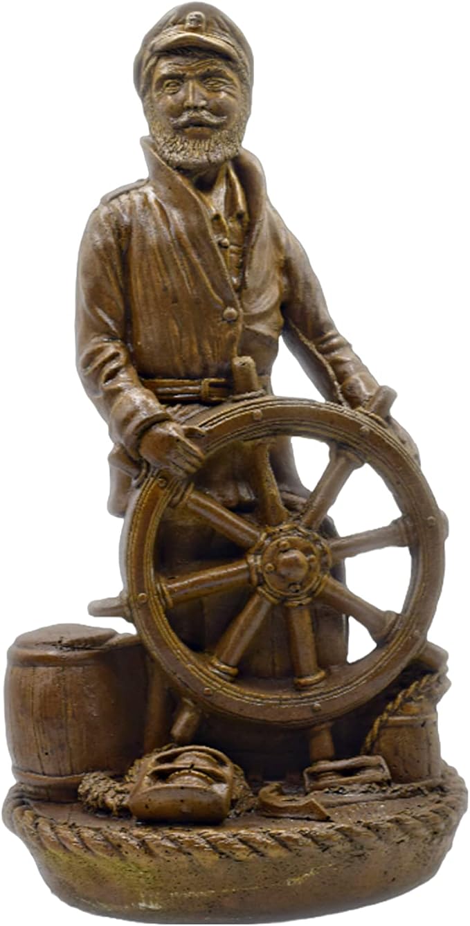 16" Sea Captain at Helm-16 Tall x 9" w x 9" d- Autumn Wheat