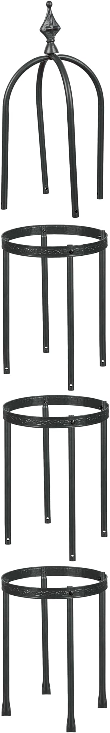 Evergren Garden Metal Obelisk Trellis for Climbing Plants | Indoor/Outdoor Floral Pattern Arch Trellis for Potted Plants (5 ft Black)
