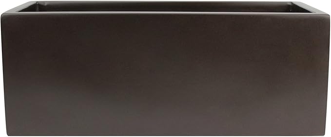 Brisbane Rectangle Fiberglass Planter Box (L:24" x W:8" x H:8", Metallic Brown)