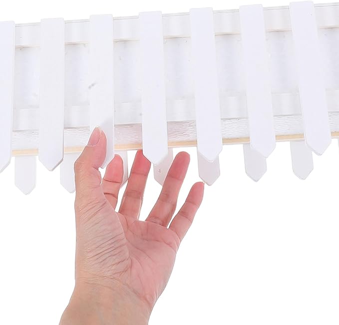 DOITOOL Wooden Picket Fence Planter Box with Foam Inserts, Wood Window Box DIY Plant Basket Container Decorative Garden Planter for Artificial Flower Plants Garden Decor, White - 19.7 x 4.4 x 3.6 in