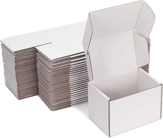 Small Shipping Boxes 6x4x4 Inch (25 Pack) - Sturdy White Corrugated Cardboard Boxes for Small Business, Ecommerce, Mailing & Packaging | Recyclable Gift & Storage Boxes