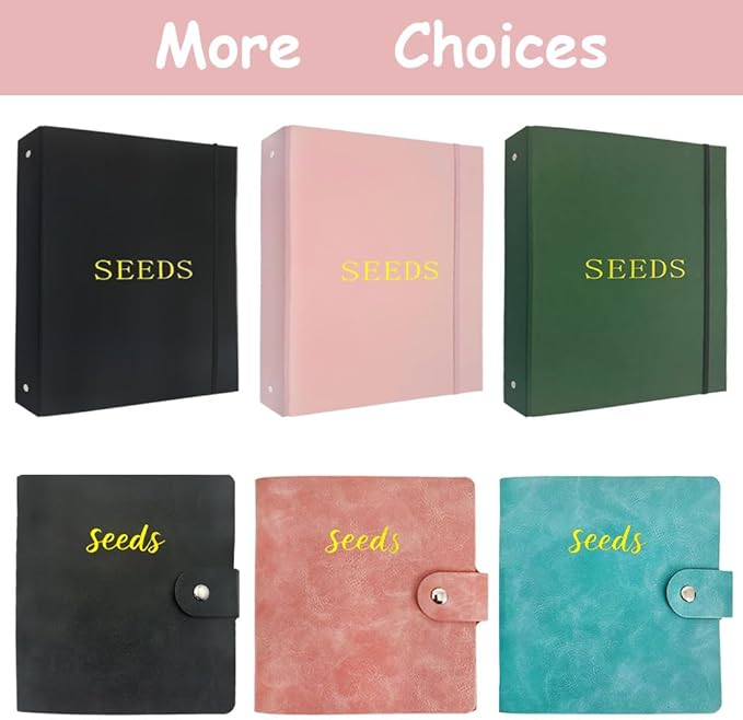 Seed Storage Organizer Binder, 3 Ring Seed Packet Organizer with 100 Clear Pockets(25 Pack Sheet Sleeves), Garden Seed Holder Book for Seed Envelopes Card, Plant Seed Saver, Flower Seed Keeper(A4)