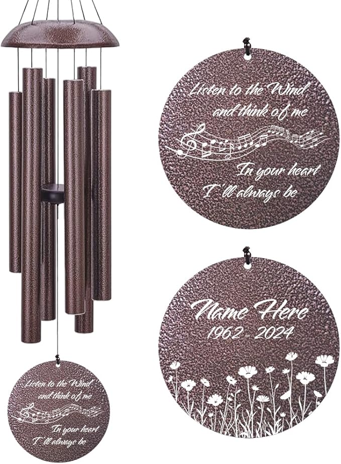 Personalized Sympathy Wind Chime, Memorial Wind Chimes for Loss of Loved One, Bereavement in Memory Wind Chimes, Sympathy Gifts in Memory of Father, Mother or a Loved One, Product in USA