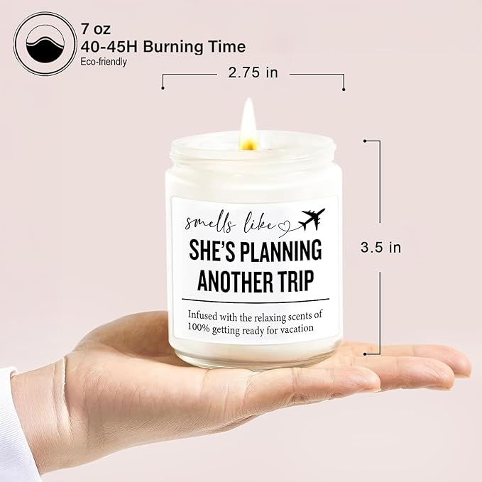 Travel Gifts for Women – 7OZ Scented Candle & Makeup Bag | Unique Gift for Women, Relaxing Aromatherapy, Stylish Cosmetic Bag for Travelers, Travel Christmas Gifts