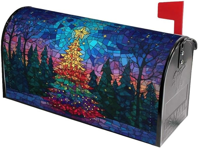Christmas Trees Mailbox Covers Magnetic Letterbox Covers 21x18 Inch for Garden Outdoor Decoration
