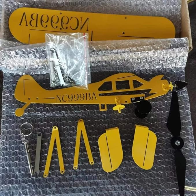 Piper J3 Cub Airplane Weathervane - 2023 New Airplane Wind Spinner Metal Airplane Weathervane, Handmade Airplane Weathervanes Windmill, Outdoor Weathervanes Decor Gift for Flight Lovers (32 x 28cm)