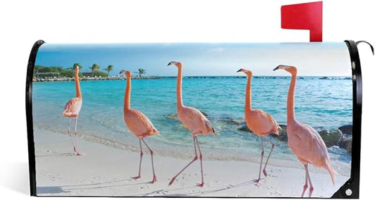 WOOR Pink Flamingo Magnetic Mailbox Cover Oversized for Garden Yard Outdoor Decorations-20.8" x 25.5"