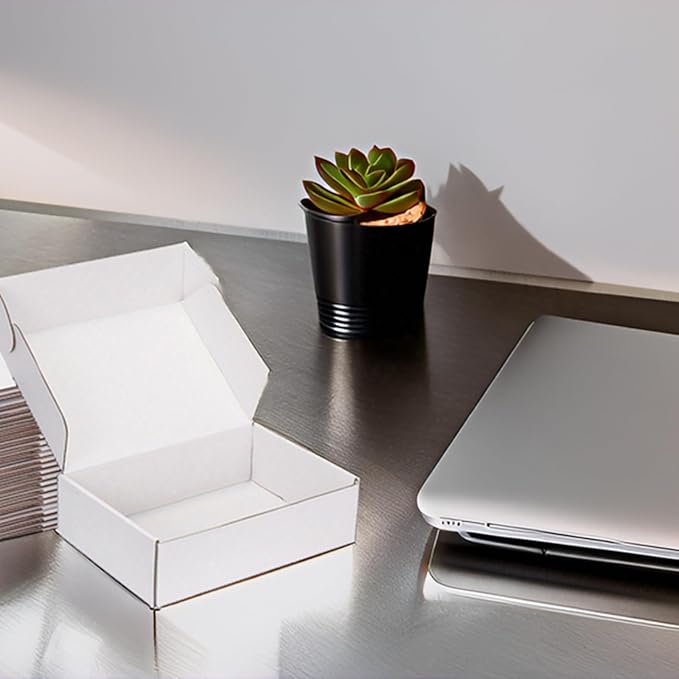 Small Shipping Boxes 8x5x2 Inch (25 Pack) - Sturdy White Corrugated Cardboard Boxes for Small Business, Ecommerce, Mailing & Packaging | Recyclable Gift & Storage Boxes