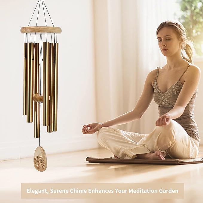 Astarin Windchimes Outdoors with Engraved Lifetree, 30 Inch Memorial Wind Chime for Outside, Sympathy Wind Chime for Loved One, Outdoor Wind Chimes for Mother, Bronze Wind Chimes.