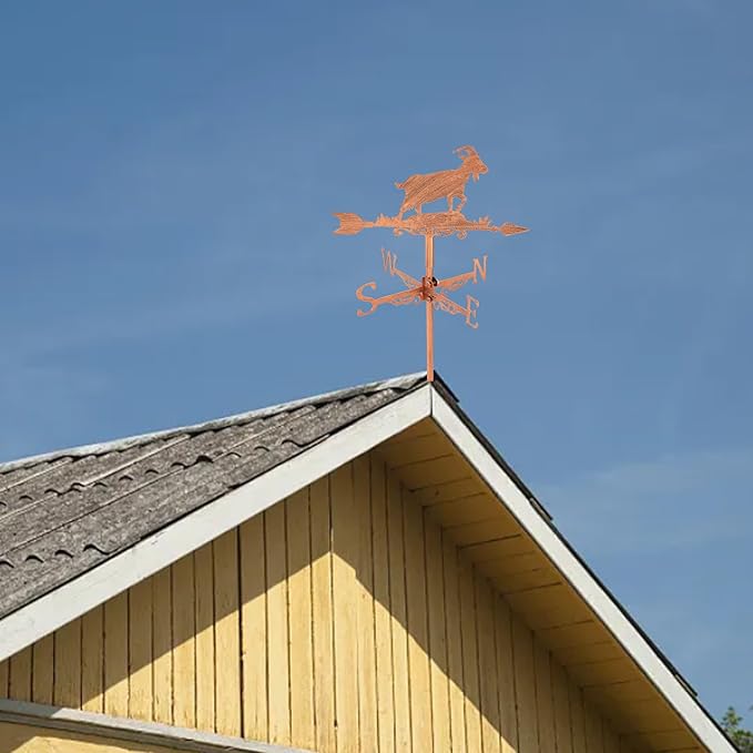 SUPERDANT Goat Weather Vane Animal Wind Vanes for Yard Metal Weathervane Roof Mount for Gardens Outside Reddish Bronze Weathervanes Farmhouse Farm Barn Sheds Patio Decorations