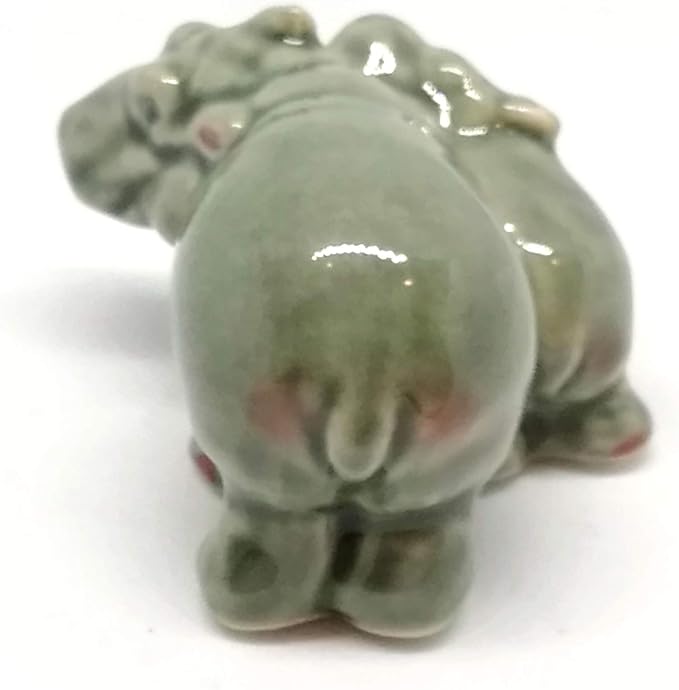 ZOOCRAFT Ceramic Hippo Figurine Mom and Baby Hand Painted Porcelain Terrarium Garden Decor Collectibles