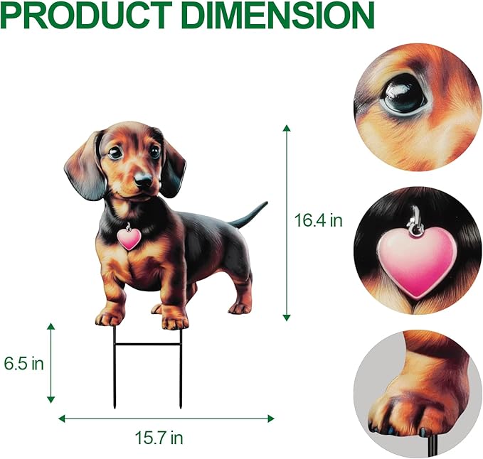 Dachshund Metal Garden Stakes Decorative,Outdoor Garden Dog Decor Stake,Birthday Gifts for Mom Women,Decorative Metal Housewarming Ornament for Lawn Patio Yard Pathway.