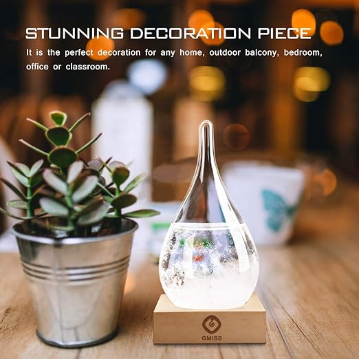 Storm Glass Weather Predictor, Teardrop-Shaped Weather Globe Home/Office Desktop Decoration, Christmas Decor Snow Globe Weather Forecast Station, Unique Christmas Gift