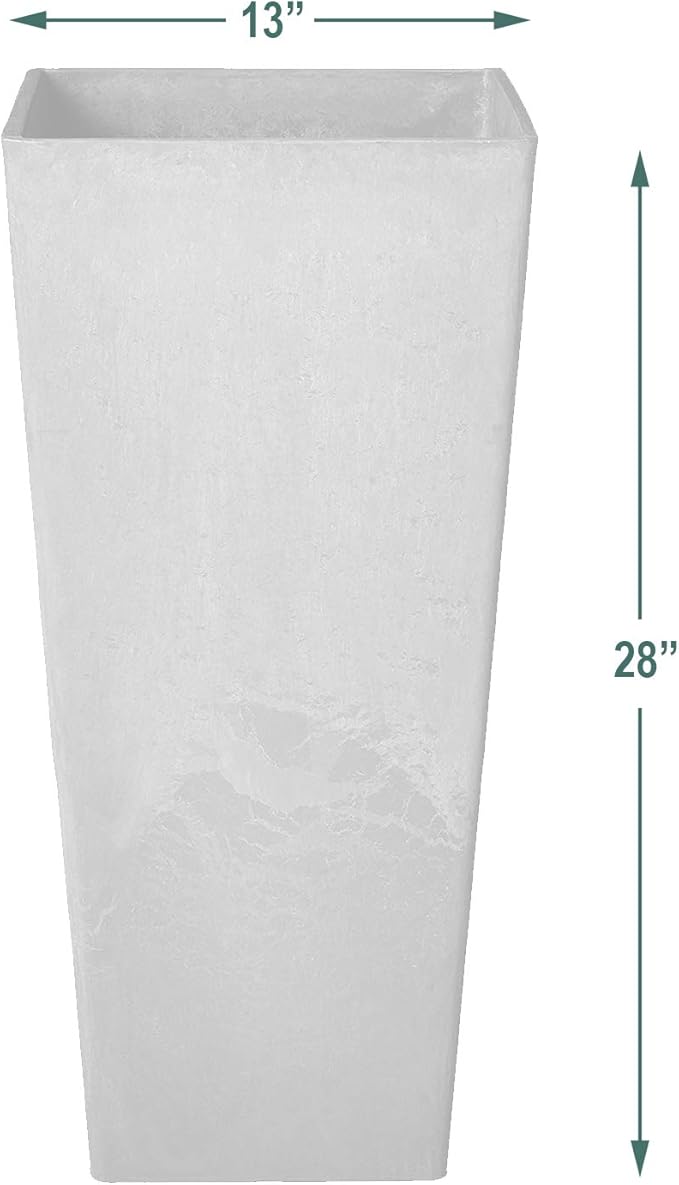 Arcadia Garden Products PSW Pot Collection Contempo Tall Square for Indoor and Outdoor Plants and Gardens,13x13x28, Cement Color