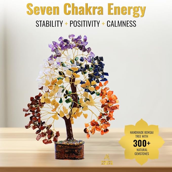 7 Chakra Healing Crystal Tree Kit, Bracelet, Pendant, Necklaces, Handmade Gemstone Money Bonsai Tree of Life Feng Shui Decor for Home Office, Positive Energy, Reiki Healing, for Women