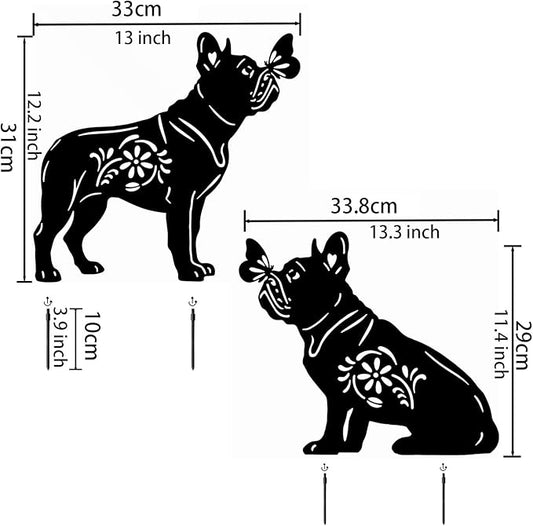 Bulldog Dog Metal Decor for Outside,Garden Stakes Decorative Dog Gifts for Women/Men,Black Silhouette Statues for Yard Ornaments,Lawn, Patio, Pathway,Outdoor Garden Decor