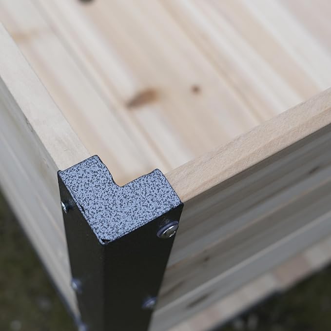 Raised Garden Planter Box with Storage Shelf, 45 inch Elevated Wood Planting Bed, Metal Frame