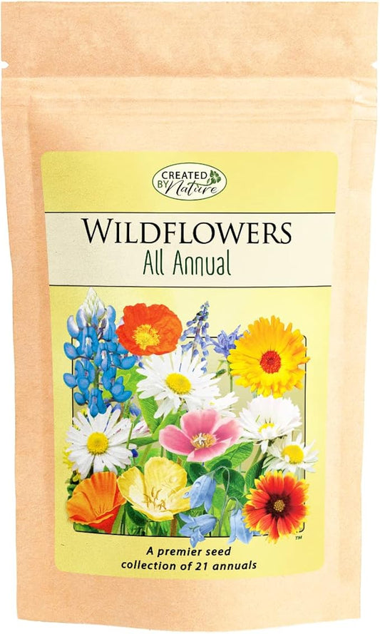 Created By Nature All-Annual Wildflower Seed Mix, 21 Varieties, 46,000 Wildflower Seeds