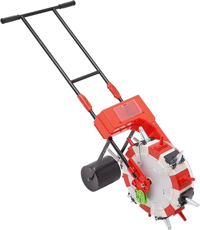 Manual Hand-Push Seeder,6 Nozzles Hand-Push Roller Seeding,Garden Seeder,Durable Sweet Corn Planter, Accurate Seed Drill for Gardeners,8.27Lbs Storage Box, Quantitative Sowing (1-2 Seeds)