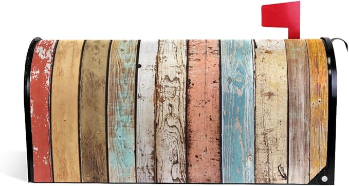 ALAZA Vintage Old Wood Texture Plank Grunge Magnetic Mailbox Cover MailWraps Garden Yard Home Decor for Outside Oversized-25.5" x20.8"