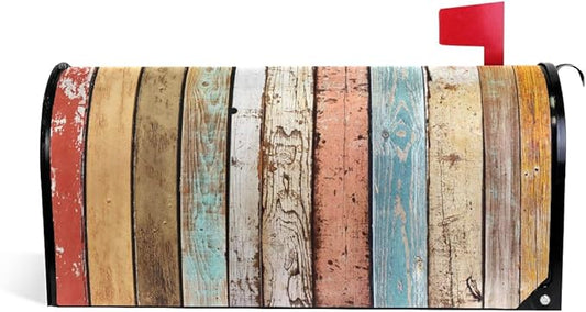 ALAZA Vintage Old Wood Texture Plank Grunge Magnetic Mailbox Cover MailWraps Garden Yard Home Decor for Outside Oversized-25.5" x20.8"