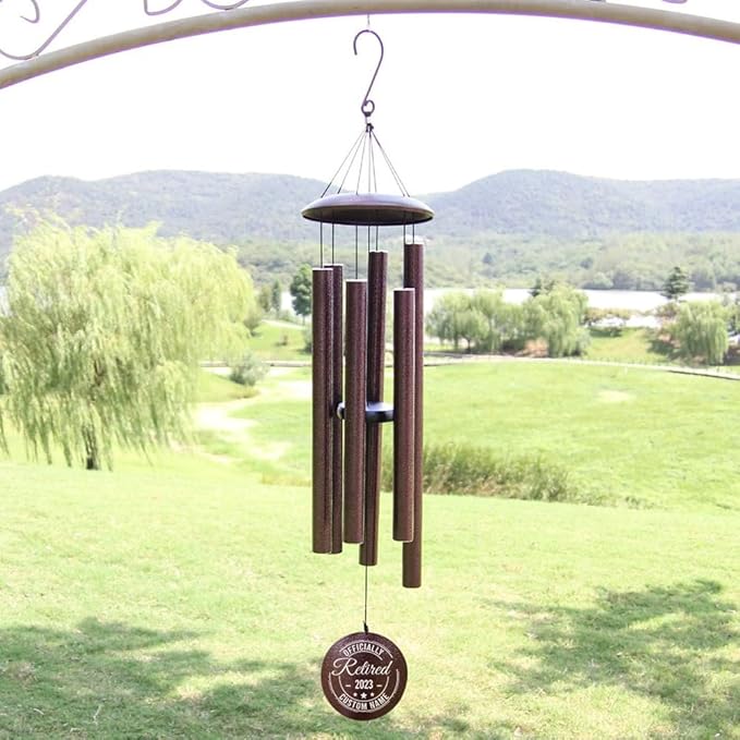 Personalized Wind Chimes Retirement, Retirement Gifts Celebrate Retire, Customized Congratulations Metal Wind Chimes for Parnents/Mom/Dad 36inch (Produced in USA)