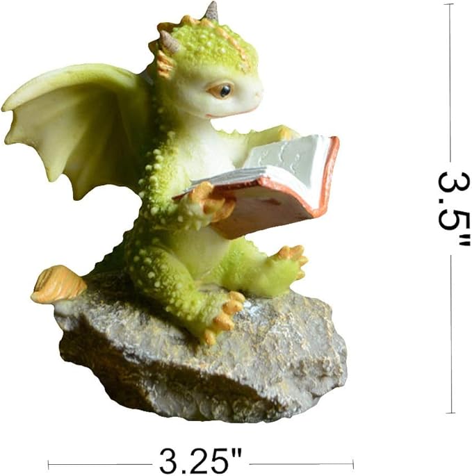 Garden Dragon Figurine- Studying Dragon on Rock