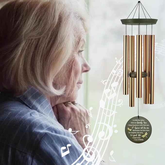 Personalized Wind Chimes, Dragonfly Life Tree Sympathy Wind Chimes, Memorial Gifts for Loss of Loved Ones, in Loving Memory of Dad/Mom, 36inch Wind Chime Outside (Produced in USA)