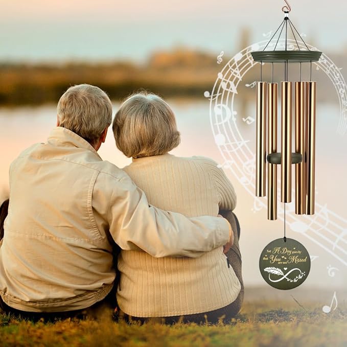 Personalized Memorial Wind Chimes 36inch, Sympathy Gifts, Feather Butterfly Mourn Wind Chimes, Custom Name Wind Chime for Loss of Loved Dad/Mom for Funeral (Produced in USA)