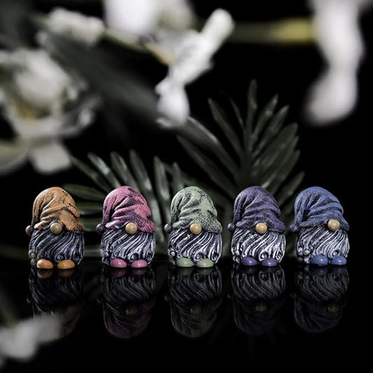 5pcs Vintage Gnomes Decorations Fairy Garden Accessories,Garden Gnomes Decorations,Resin Crooked Hat Gnome Decorative Statue for Fairy Yard,Flower Pot,Bookshelf,Window sill