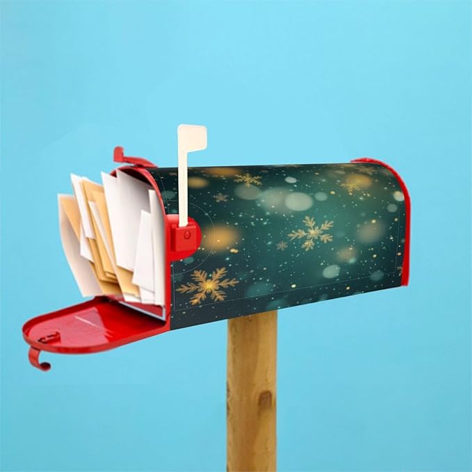 Festive Magnetic Mailbox Cover Snowflake Winter Outdoor Mailbox Protector Holiday Seasonal Decorative Garden Yard Home Large Size 25.5 x 21 Inch