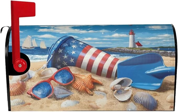 Coastal Lighthouse Mailbox Covers Magnetic Letterbox Covers 21x18 Inch for Garden Outdoor Decoration