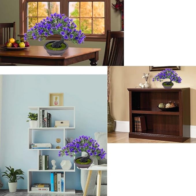Artificial Bonsai Tree Juniper Faux Plants Indoor Small Fake Plants Decor with Black Pots for Home Table Office Desk Bathroom Shelf Bedroom Living Room Farmhouse Decorations