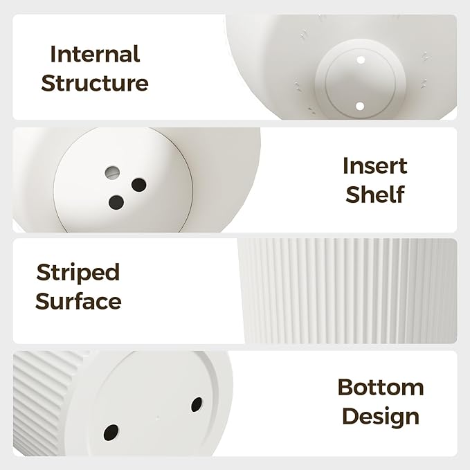 Tall Outdoor Planter Front Porch Decor Set of 2-23.6" H Tall Planters for Outdoor Plants with Drainage Hole, Round Conical Design Flower Pots for Indoor/Patio/Garden, White