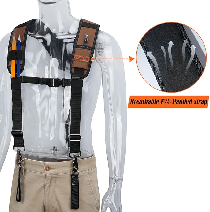 WELKINLAND Heavy Duty Tool Belt Suspender, Comfy Padded Tool Belt Suspenders, RipStop Construction Tool Belts Suspender, Fully-Adjustable Tool Belts Suspenders For Men, Carpenter Belt Suspender