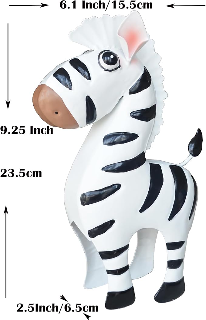 GIFTME 5 Metal Zebra Figurine Garden Outdoor Sculptures Decor,Cartoon Zebra Statues Home Decor for Kid's,Women,Family