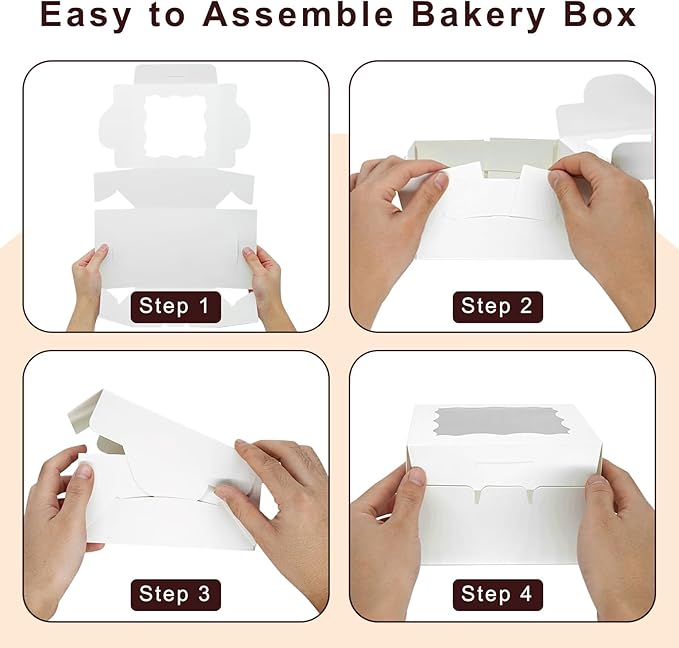 20pcs Cookie Boxes 6x6x2.5 Inch Bakery Boxes with window Chocolate Covered Strawberries Box Treat Box for Mini Cake Macaroon Dessert Pastry Muffins
