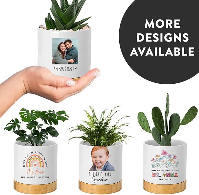 Andaz Press 4" Personalized Grandmas Garden Pot, Moms Garden Personalized Flower Pot, Nanas Garden Personalized Pots for Plants with Drainage Hole, Grandmas Gifts for Mom Grandma Flower Pot