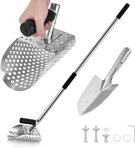 Sand Scoops for Metal Detecting, Metal Detecting Accessories, Beach Metal Detector Scoop, Sand Sifter Shovel for Underwater Treasure Hunting