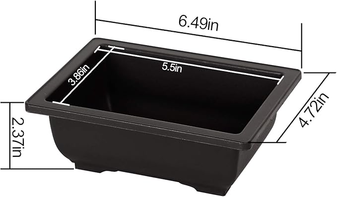 KINJOEK 15 PCS 6.5 Inch Plant Pot, Rectangular Plastic Bonsai Training Pots with 15 Humidity Trays, Flower Succulent Pots Container for Garden, Indoor, Home Decorative