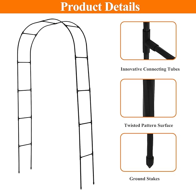 Pergola Arbor Metal+PE Coated, 7.9 Ft H x 4 Ft W, Assemble Freely 3 Sizes, for Outdoor Flower Garden Arch Trellis, Garden Wide Arbor for Climbing Plants, Wedding Bridal Party Decoration