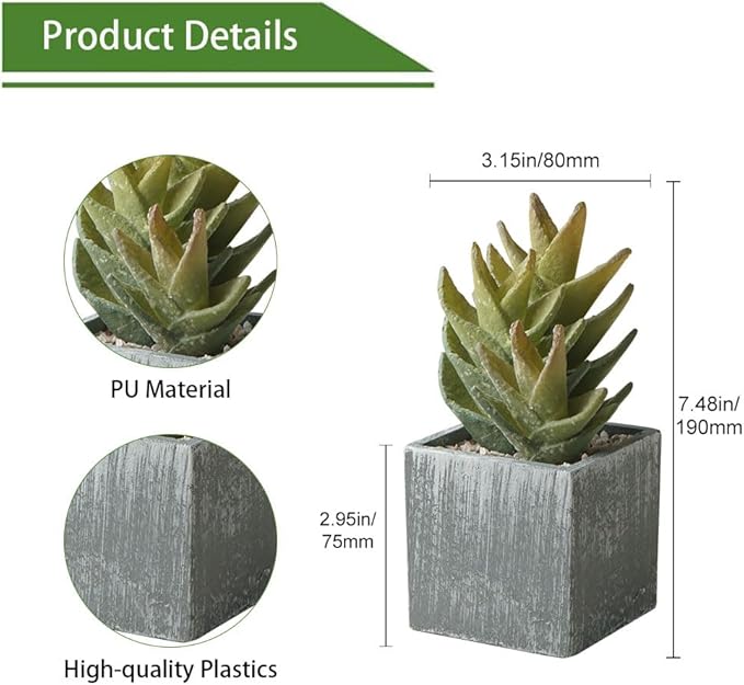 Cactus Artificial Plants,Faux Cactus Potted Plants, Indoor Decor for Home,Office,Kitchen,Living Room,Desk,Shelf(Grey Pots)